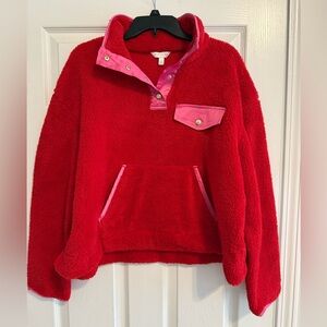 Crown Red Fleece with Pink Trim